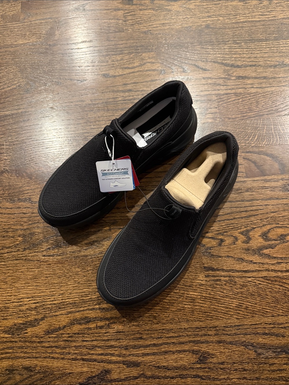 Skechers Men’s Black Slip-On Mesh Casual Loafers slip in 11
